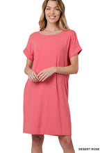 Load image into Gallery viewer, Rolled Sleeve Basic Dress
