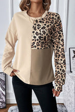 Load image into Gallery viewer, Pale Khaki Leopard Colorblock Ladies Top
