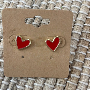 Mini Red Heart Stud Earrings