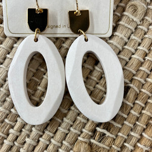 Spring Wooden Oval Earrings