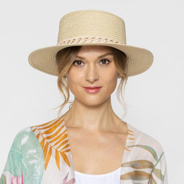 MF Panama Hat with Coated Cream Chain