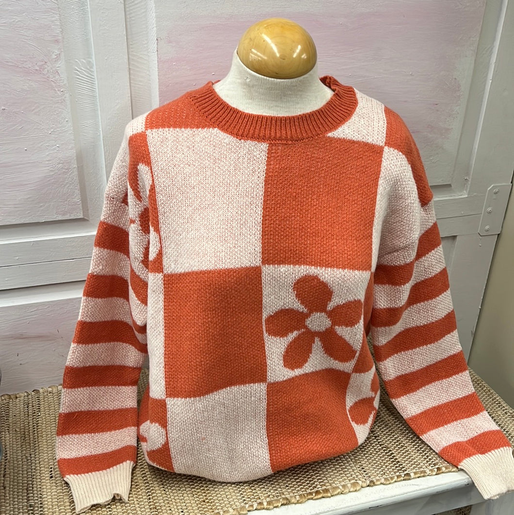 Checker Colorblock Ladies Sweater