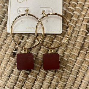 Gold Hoop With Square Earrings