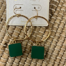 Load image into Gallery viewer, Gold Hoop With Square Earrings
