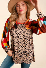 Load image into Gallery viewer, Geo And Leopard Fun Ladies Top
