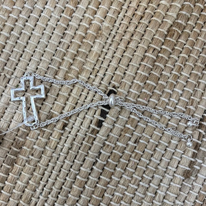 Silver Adjustable Cross Bracelet